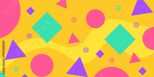 Memphis Background with geometric shape. Vector liquid splash overlay geometric design with trendy Memphis style. Design for Magazine, leaflet, billboard, Corporate, Music Poster, Ads Banner, Sale