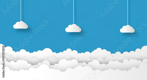 Sky with clouds and blue background, a digital illustration that can be used for various purposes like desktop backgrounds or creative projects