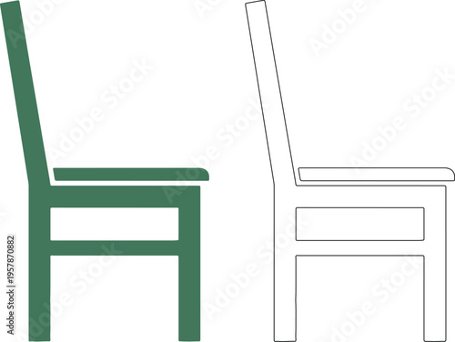 Green chair silhouette and outline simple