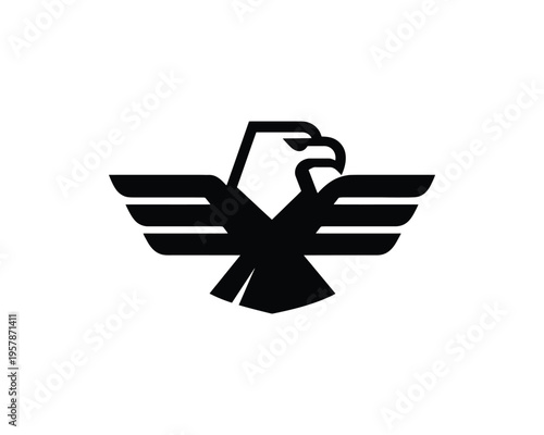 Eagle silhouette spreading wings minimalist aviation branding mark