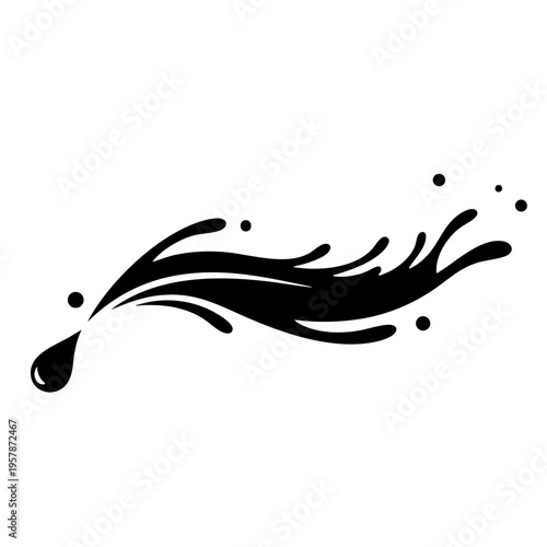 black and white water splash illustration.