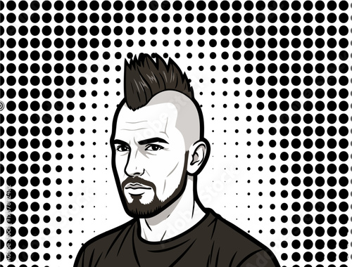 the character of a man with a mohawk hairstyle.