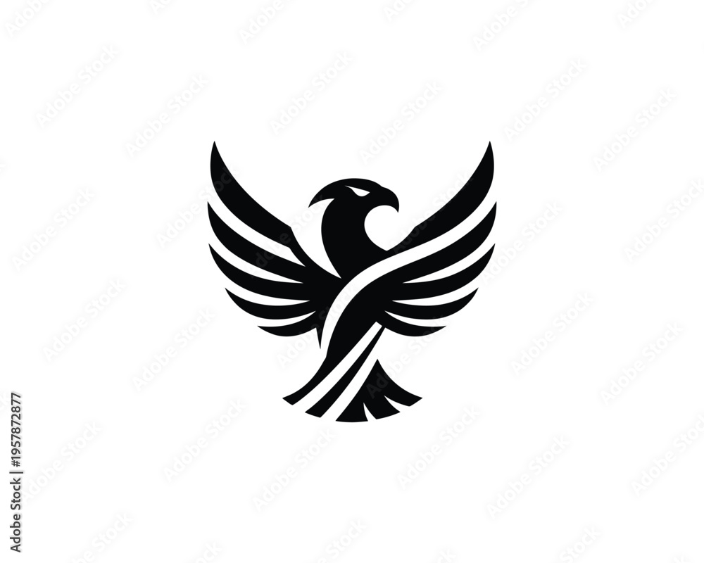 Fototapeta premium Eagle silhouette wings spread minimalist graphic branding mark