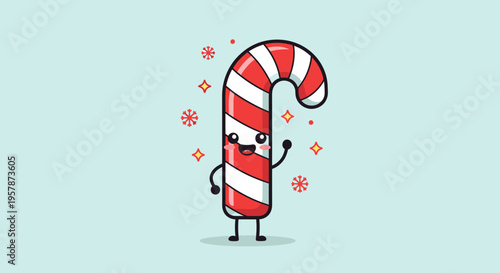 Playful Candy Cane Character with Arms and Smile.