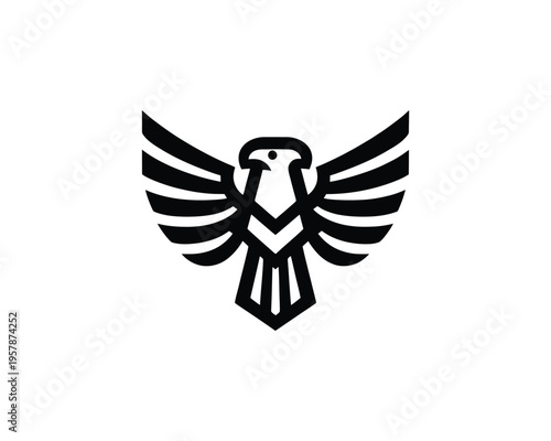 Eagle crest geometric wings minimalist silhouette security vector illustration