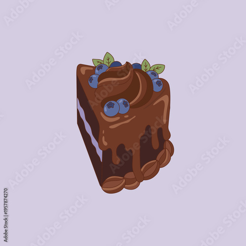 Delicious Blueberry Chocolate Layer Cake Illustration