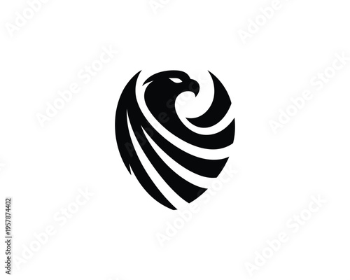 Eagle heraldic crest minimalist silhouette security vector logo