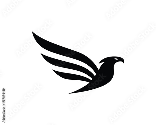 Eagle flying spread wings minimalist silhouette vector illustration
