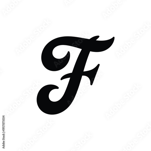 A stylized black uppercase letter f on a plain white background