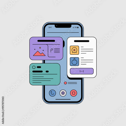 Free Download Smartphone with social media pop ups vector illustration mobile phone app screen - GFXLoad