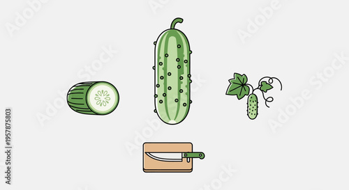 Cucumber slices and cutting board.