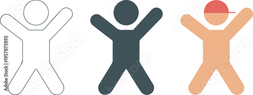 Set of three minimalist human back icons with spinal pain symbols for chiropractic health orthopedic therapy and posture correction concepts.