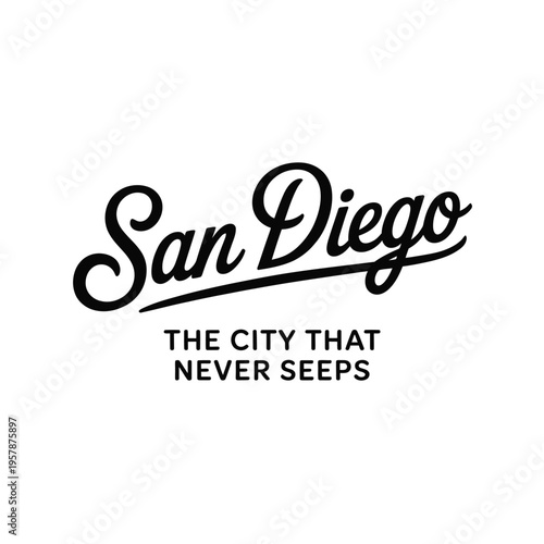San diego city logo with tagline the city that never sleeps
