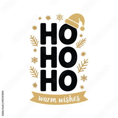 Festive holiday design featuring the word hohoho with winter elements