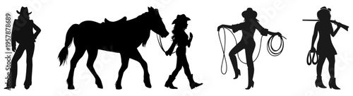 Cowgirl silhouette vector illustration isolated on white background

