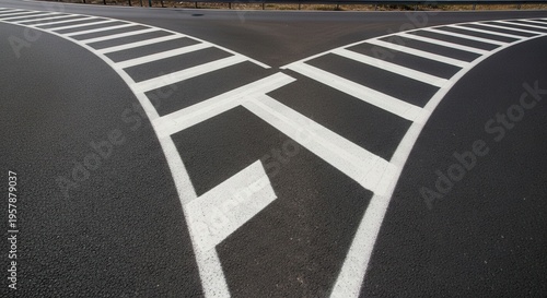 Road Intersection With Clear Lane Markings And Choice Of Direction