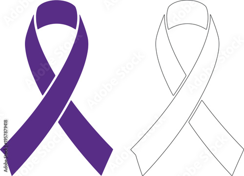 Purple awareness ribbon and outline symbol support