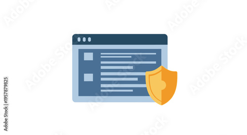 Secure online data protection concept icon, shield and browser window