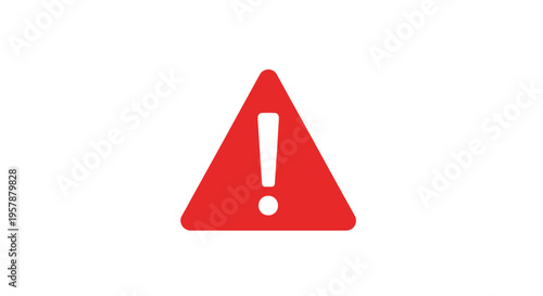 Red warning sign with exclamation mark icon isolated on white background