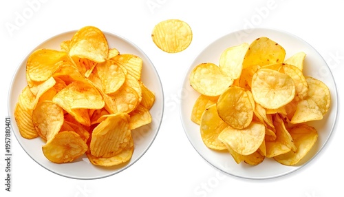 Wallpaper Mural Two Plates of Crispy Potato Chips and One Chip. Torontodigital.ca