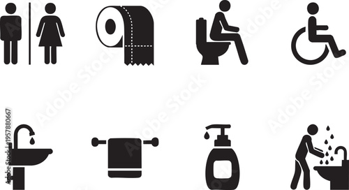 Restroom and Hygiene Icons Vector Set