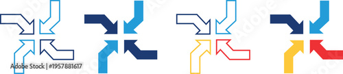 Direction arrow icon with multiple paths. Navigation direction arrows icon set collection with multiple path choices. alternative routes navigation, growth and progress pictogram
