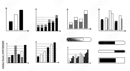 Collection of Bar Graphs and Progress Bars for Data Visualization.
