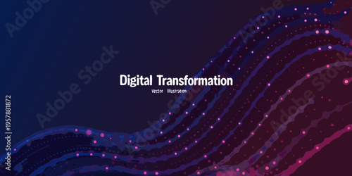 Abstract digital transformation background with flowing lines and particle effects