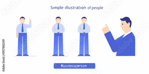 Four stylized businessmen are illustrated in various poses and perspectives