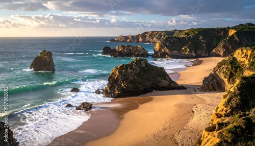 Wallpaper Mural Dramatic Coastal Landscape at Sunset with Rugged Cliffs and Ocean Waves. Torontodigital.ca