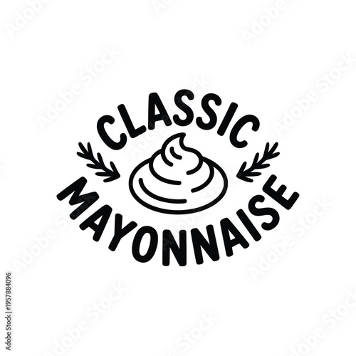 A classic mayonnaise logo featuring a swirl of cream and laurel branches