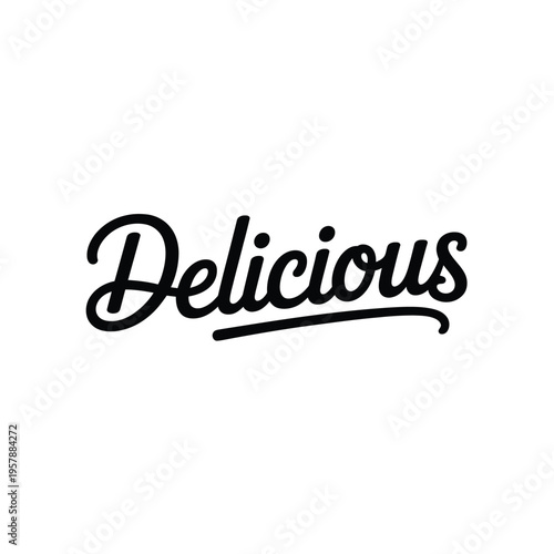 The word delicious is prominently displayed in elegant black cursive lettering
