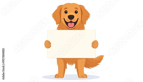 Wallpaper Mural Golden Retriever Dog Holding Blank Sign for Text. Torontodigital.ca