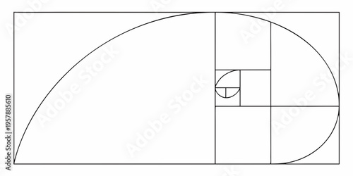 The golden ratio visualized as a spiral within a square grid