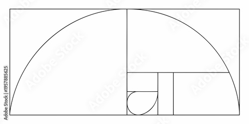Golden ratio illustration depicting a sequence of nested rectangles