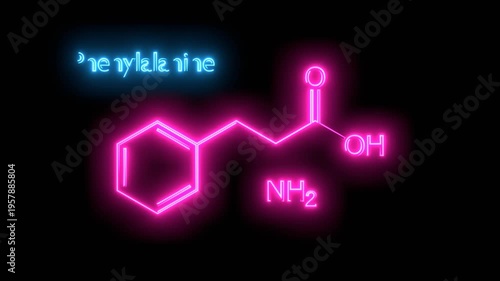 Phenylalanine molecular structure. Phenylalanine skeletal chemical formula. Supplement and nutrition.