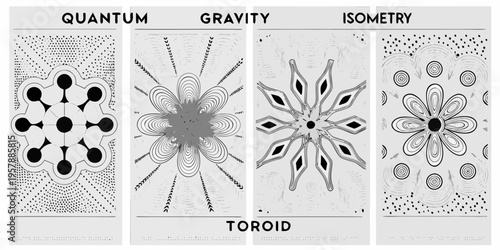Abstract artwork depicting quantum gravity isometry and toroidal concepts