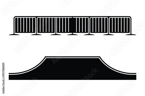 Crowd barriers and ramp icon vector