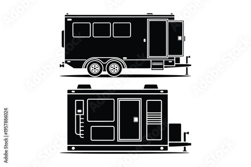 Illustration of a portable trailer home and a mobile generator unit