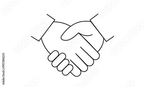 Handshake heart shape icon for partnership agreement trust and charity collaboration.Editable stroke, Vector illustration, Line art Icon, Symbols.