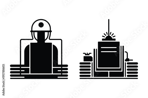 Miner and smelter icon vector graphic industry