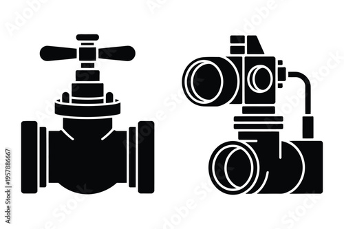 Industrial valves icon set vector