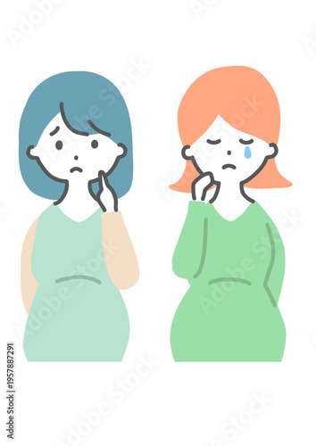 悲しい妊婦 イラスト 困惑と涙 メンタルヘルス