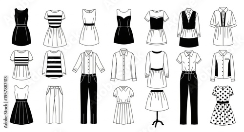 Collection of Fashionable Dresses and Outfits - A Stylish Wardrobe Selection.