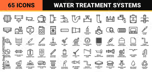 Industrial Wastewater Management and Sewage Drainage System Minimalist Monoline Geometric Line Art for Environmental Infrastructure