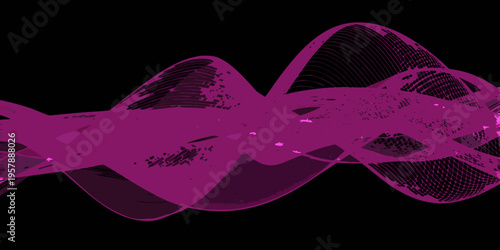 Abstract pink waveform design against a dark black background
