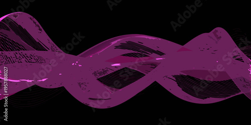 Abstract pink waveform against a stark black background creating a dynamic design