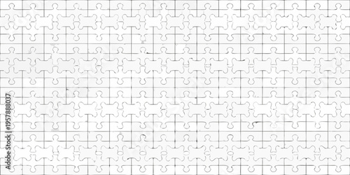 A complete jigsaw puzzle with interlocking white pieces fully assembled