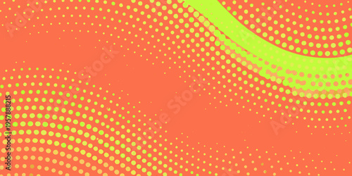 Abstract wave pattern with dotted texture in orange and green hues