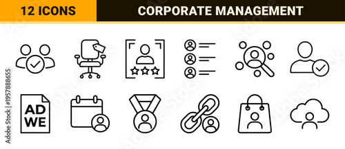 Human Resources and Recruitment Management Essentials. Minimalist monoline geometric line art for corporate hiring and talent acquisition.